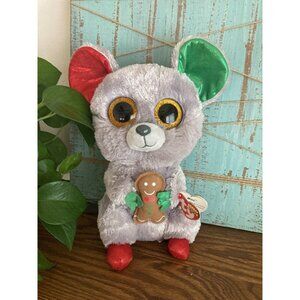 Ty Beanie Boos - Mac the Christmas Mouse with Gingerbread Man Plush 10” NWT